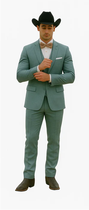 Western Suit - Trajes Para Hombres - Cowboy Formal Attire - Trajes De Novio - Sea Glass Green
