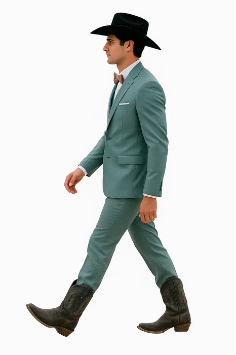 Western Suit - Trajes Para Hombres - Cowboy Formal Attire - Trajes De Novio - Sea Glass Green