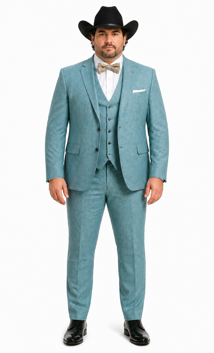 Western Suit - Trajes Para Hombres - Cowboy Formal Attire - Trajes De Novio - Sea Glass Green