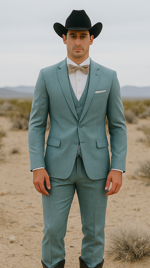 Western Suit - Trajes Para Hombres - Cowboy Formal Attire - Trajes De Novio - Sea Glass Green
