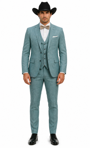 Western Suit - Trajes Para Hombres - Cowboy Formal Attire - Trajes De Novio - Sea Glass Green