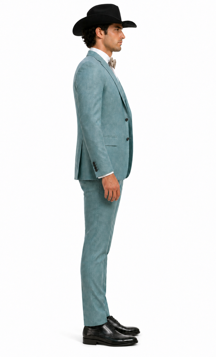 Western Suit - Trajes Para Hombres - Cowboy Formal Attire - Trajes De Novio - Sea Glass Green