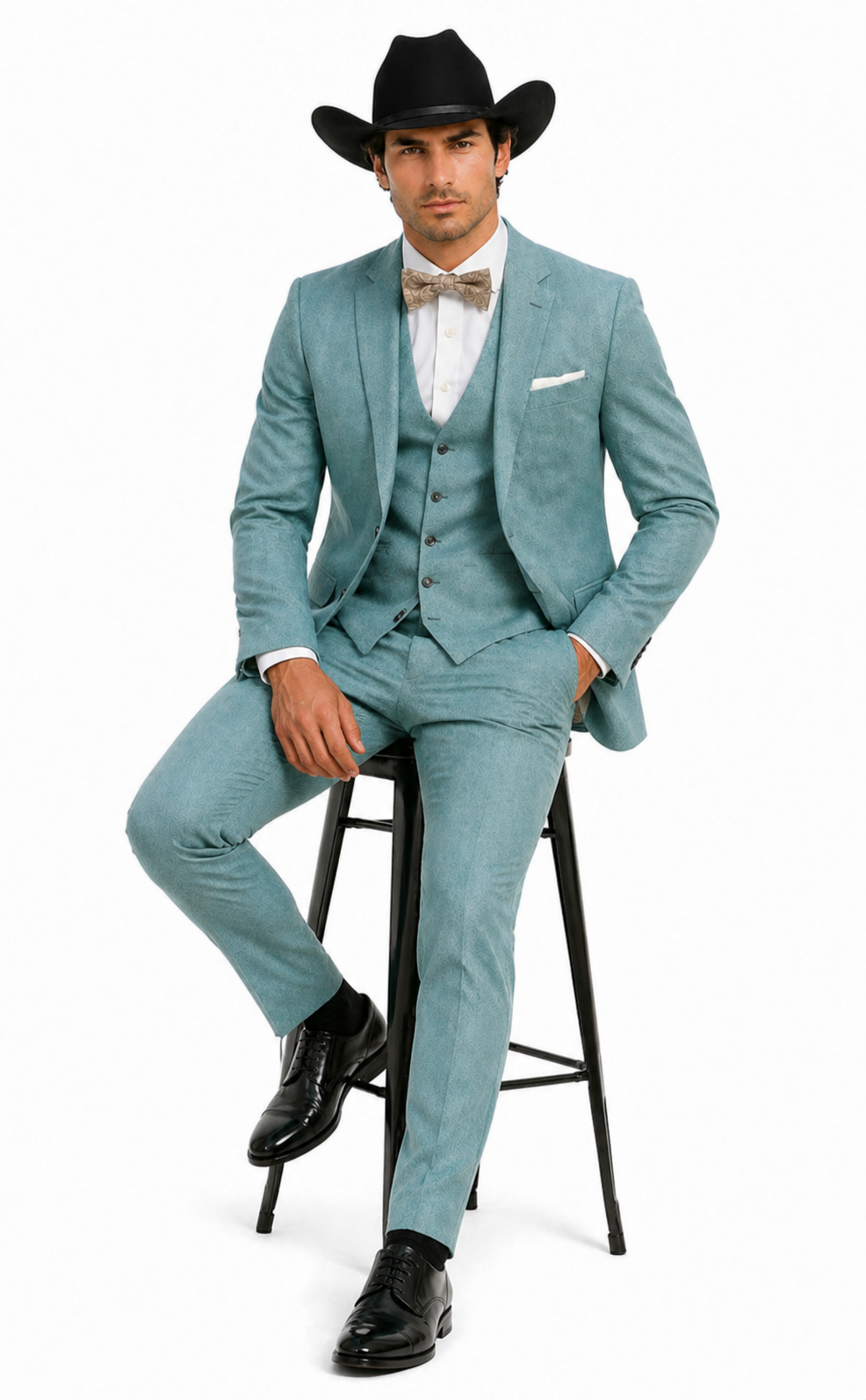 Western Suit - Trajes Para Hombres - Cowboy Formal Attire - Trajes De Novio - Sea Glass Green