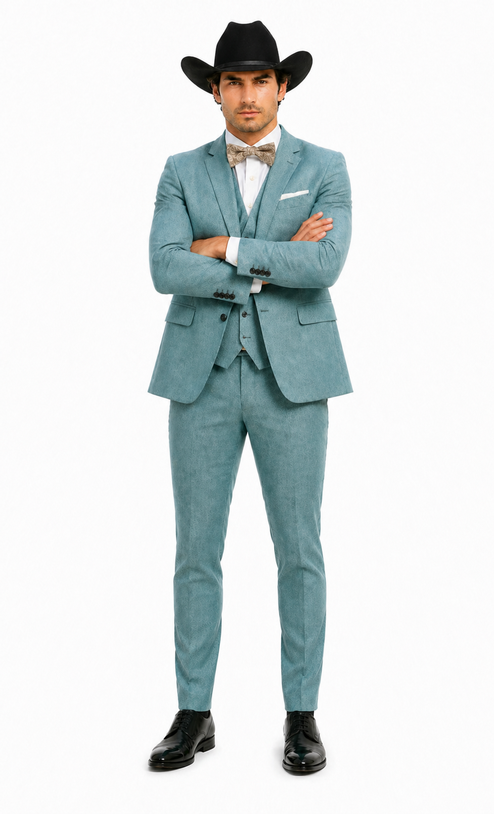 Western Suit - Trajes Para Hombres - Cowboy Formal Attire - Trajes De Novio - Sea Glass Green