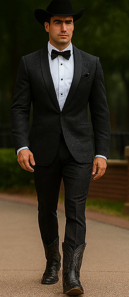 Western Suit - Trajes Para Hombres - Cowboy Formal Attire - Trajes De Novio - Shawl Lapel Black