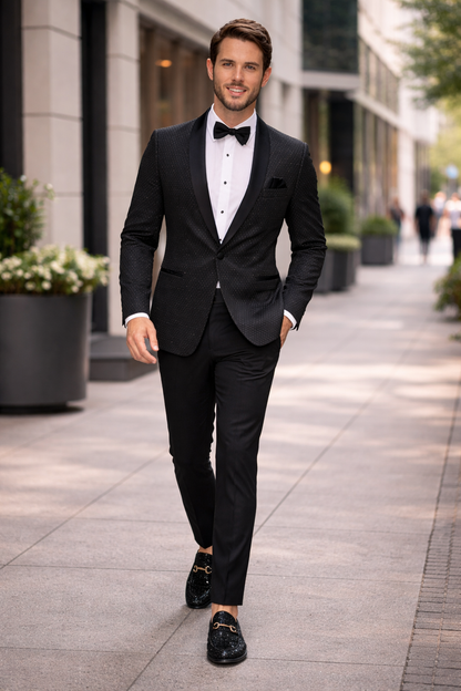 Western Suit - Trajes Para Hombres - Cowboy Formal Attire - Trajes De Novio - Shawl Lapel Black