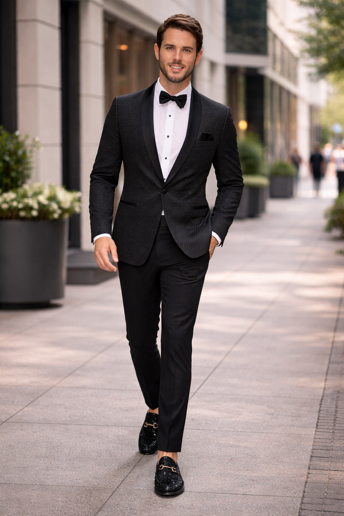 Western Suit - Trajes Para Hombres - Cowboy Formal Attire - Trajes De Novio - Shawl Lapel Black