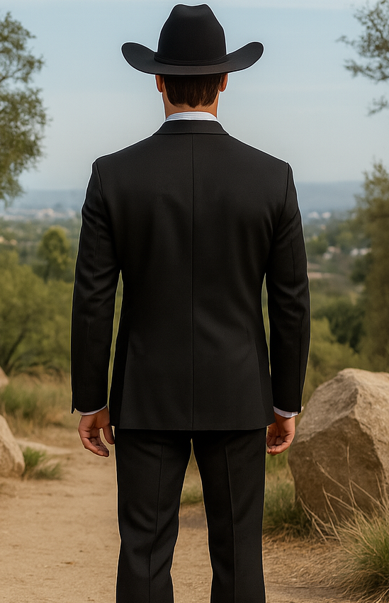 Western Suit - Trajes Para Hombres - Cowboy Formal Attire - Trajes De Novio - Shawl Lapel One Button Black Suit