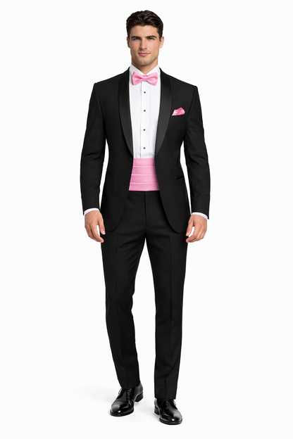 Western Suit - Trajes Para Hombres - Cowboy Formal Attire - Trajes De Novio - Shawl Lapel One Button Black Suit