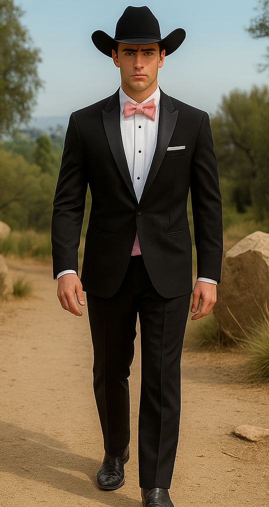 Western Suit - Trajes Para Hombres - Cowboy Formal Attire - Trajes De Novio - Shawl Lapel One Button Black Suit