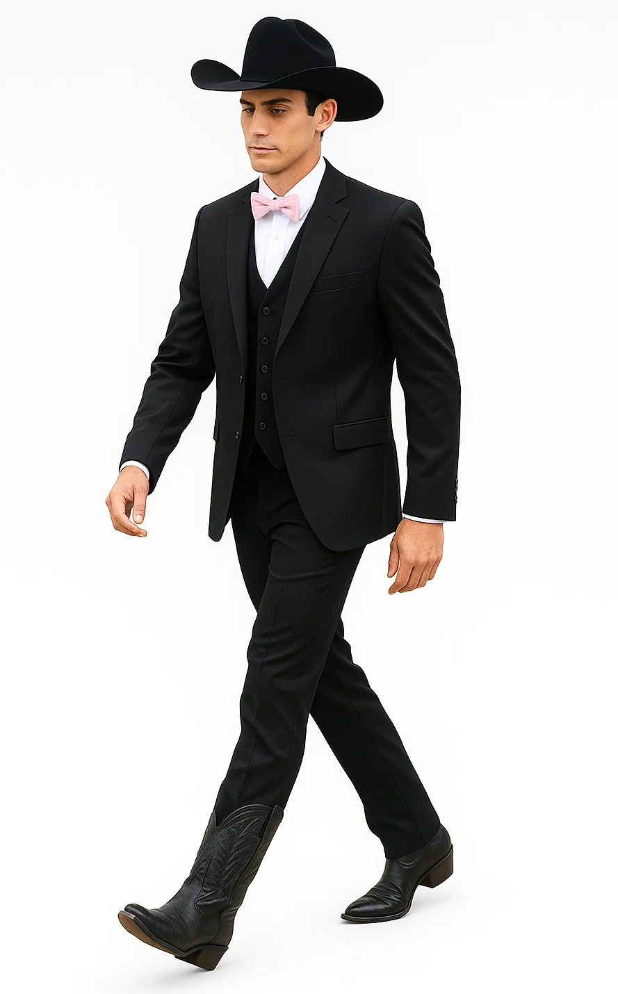 Western Suit - Trajes Para Hombres - Cowboy Formal Attire - Trajes De Novio - Shawl Lapel One Button Black Suit