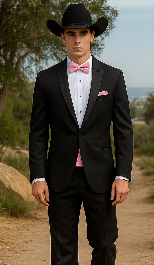 Western Suit - Trajes Para Hombres - Cowboy Formal Attire - Trajes De Novio - Shawl Lapel One Button Black Suit