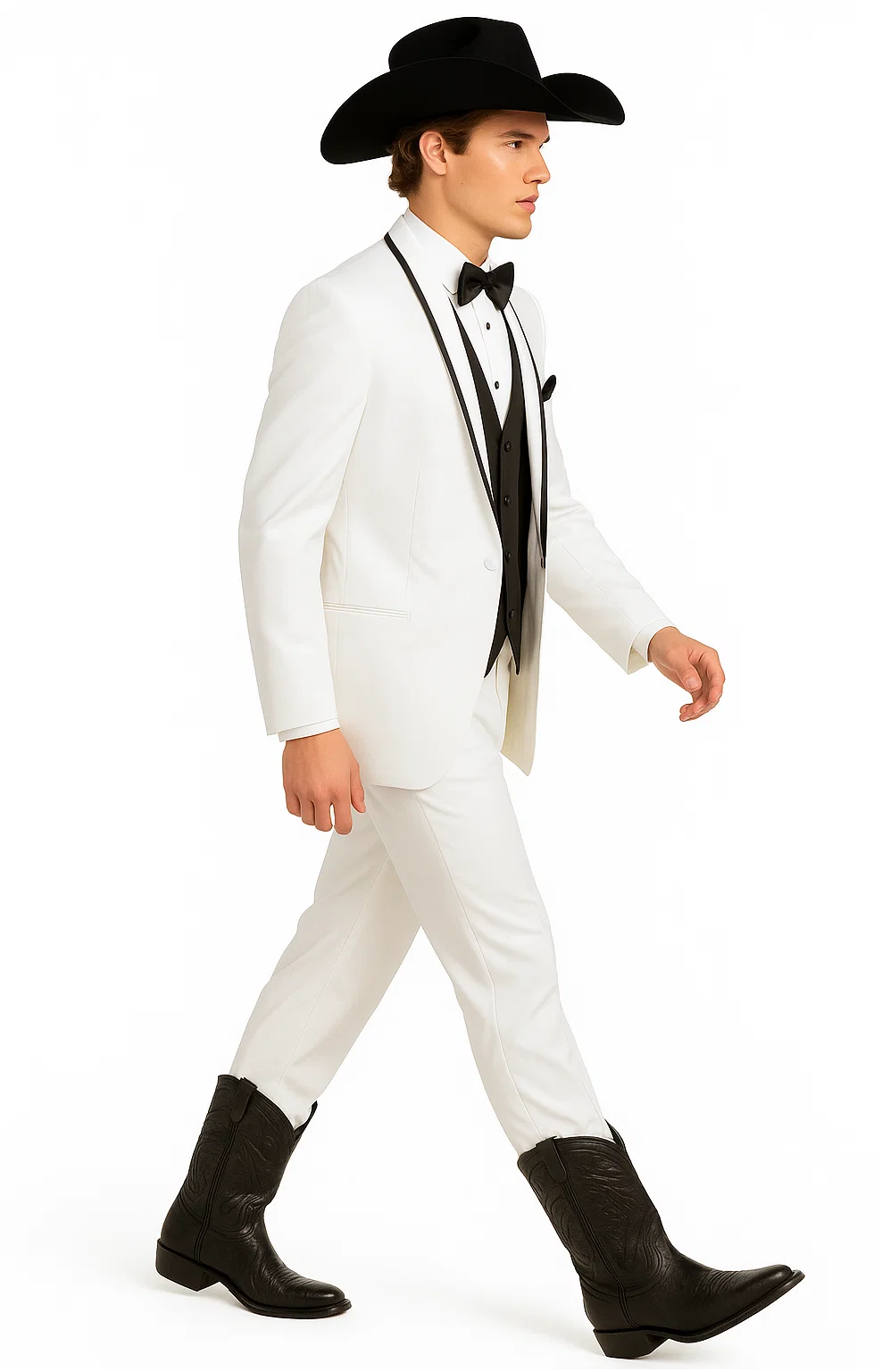 Western Suit - Trajes Para Hombres - Cowboy Formal Attire - Trajes De Novio - Shawl Lapel Suit White