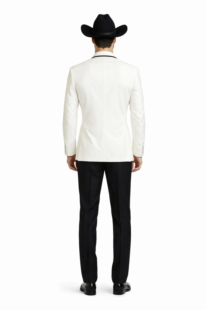Western Suit - Trajes Para Hombres - Cowboy Formal Attire - Trajes De Novio - Shawl Lapel Suit White