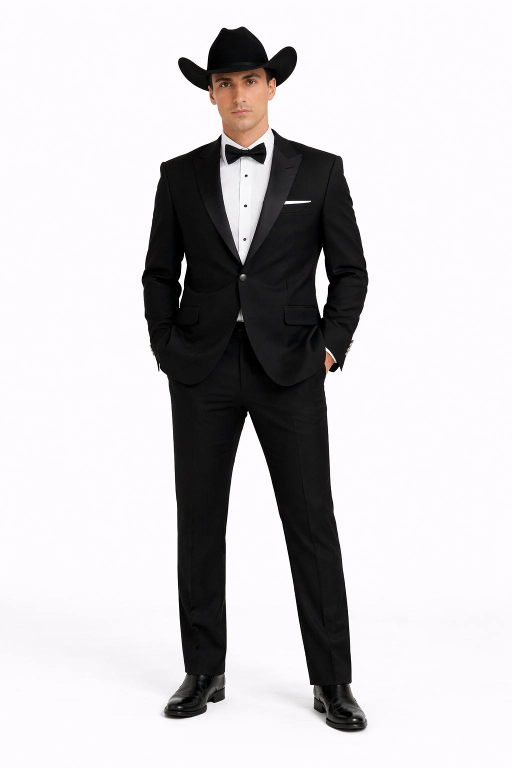 Western Suit - Trajes Para Hombres  - Cowboy Formal Attire - Trajes De Novio Single Breasted Black