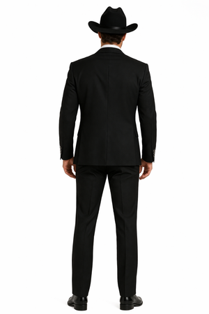 Western Suit - Trajes Para Hombres  - Cowboy Formal Attire - Trajes De Novio Single Breasted Black