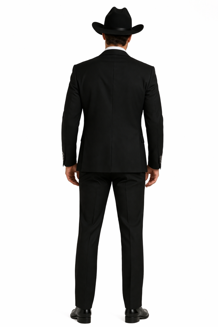 Western Suit - Trajes Para Hombres  - Cowboy Formal Attire - Trajes De Novio Single Breasted Black