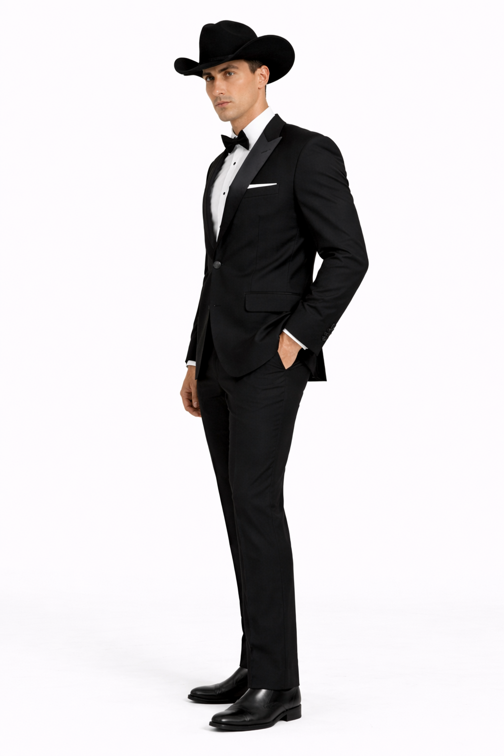 Western Suit - Trajes Para Hombres  - Cowboy Formal Attire - Trajes De Novio Single Breasted Black