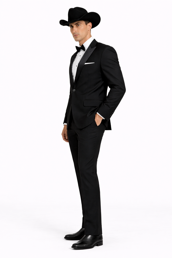 Western Suit - Trajes Para Hombres  - Cowboy Formal Attire - Trajes De Novio Single Breasted Black