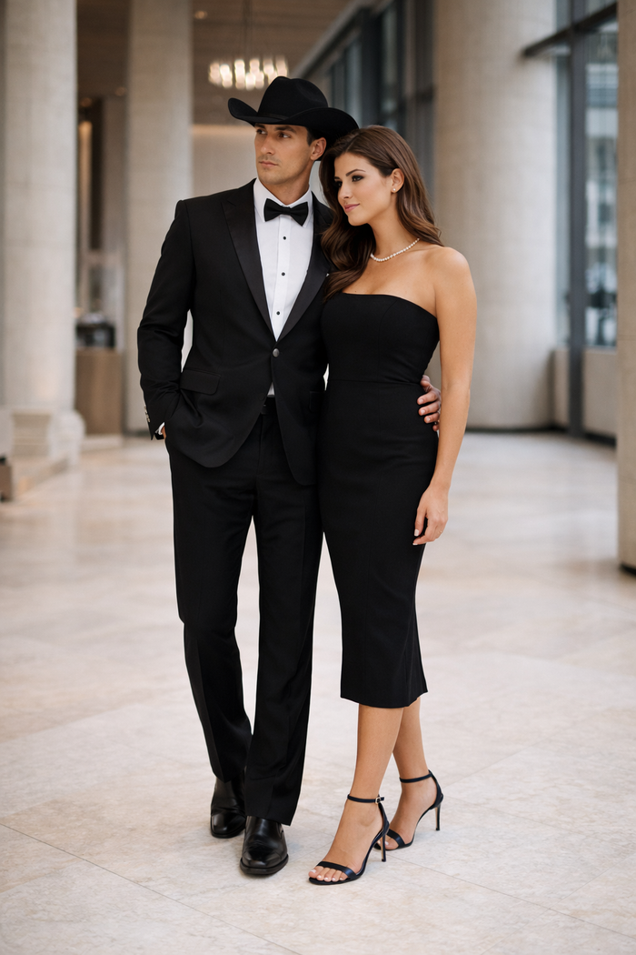 Western Suit - Trajes Para Hombres  - Cowboy Formal Attire - Trajes De Novio Single Breasted Black