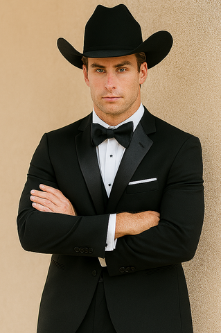 Western Suit - Trajes Para Hombres  - Cowboy Formal Attire - Trajes De Novio Single Breasted Black
