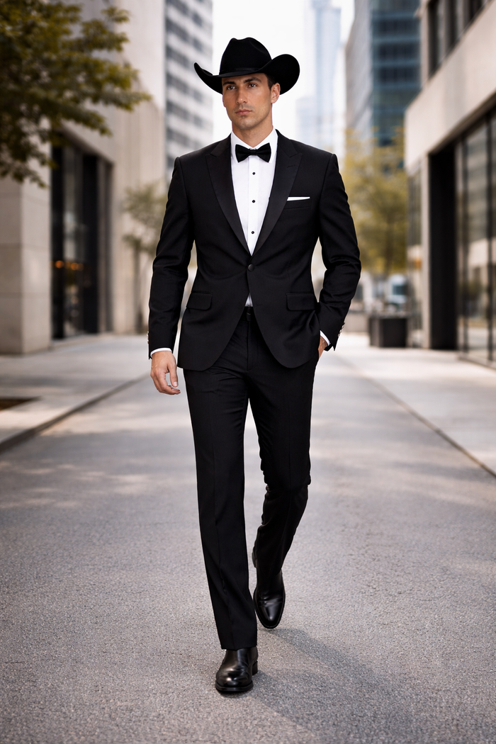 Western Suit - Trajes Para Hombres  - Cowboy Formal Attire - Trajes De Novio Single Breasted Black