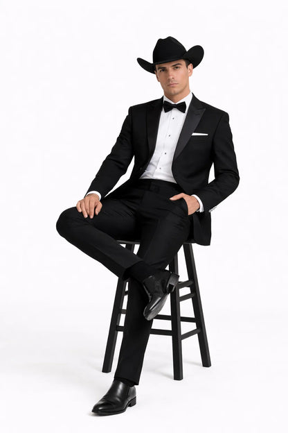 Western Suit - Trajes Para Hombres  - Cowboy Formal Attire - Trajes De Novio Single Breasted Black