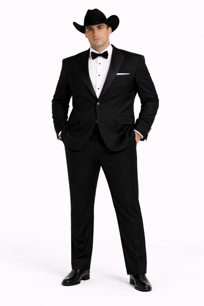 Western Suit - Trajes Para Hombres  - Cowboy Formal Attire - Trajes De Novio Single Breasted Black