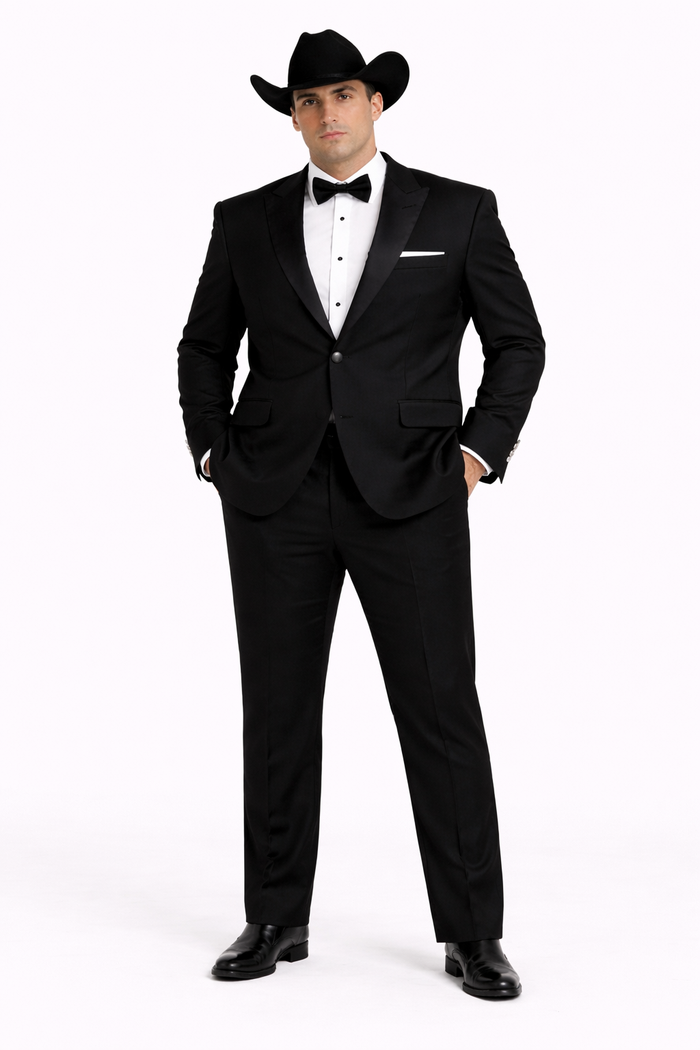 Western Suit - Trajes Para Hombres  - Cowboy Formal Attire - Trajes De Novio Single Breasted Black