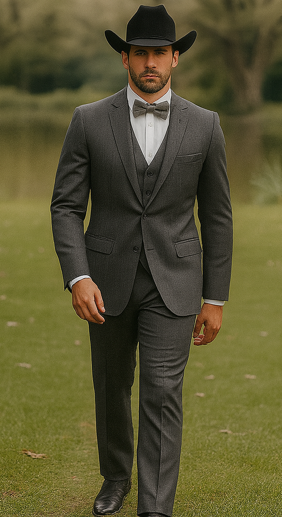 Western Suit - Trajes Para Hombres - Cowboy Formal Attire - Trajes De Novio - Slim Fit - Gray
