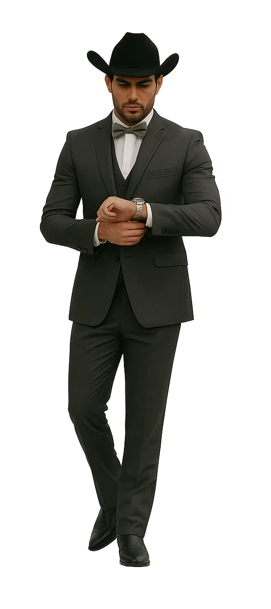 Western Suit - Trajes Para Hombres - Cowboy Formal Attire - Trajes De Novio - Slim Fit - Gray