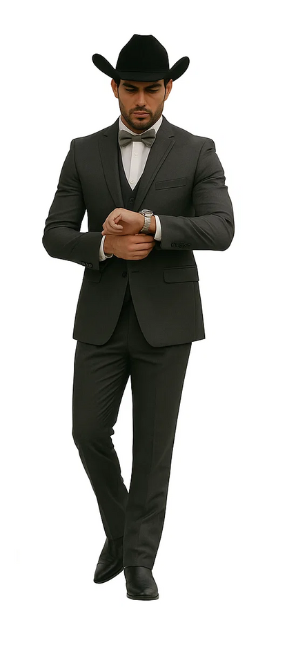 Western Suit - Trajes Para Hombres - Cowboy Formal Attire - Trajes De Novio - Slim Fit - Gray