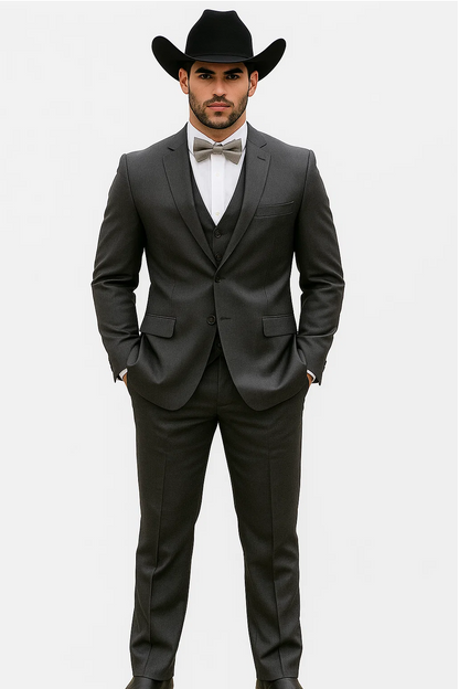 Western Suit - Trajes Para Hombres - Cowboy Formal Attire - Trajes De Novio - Slim Fit - Gray