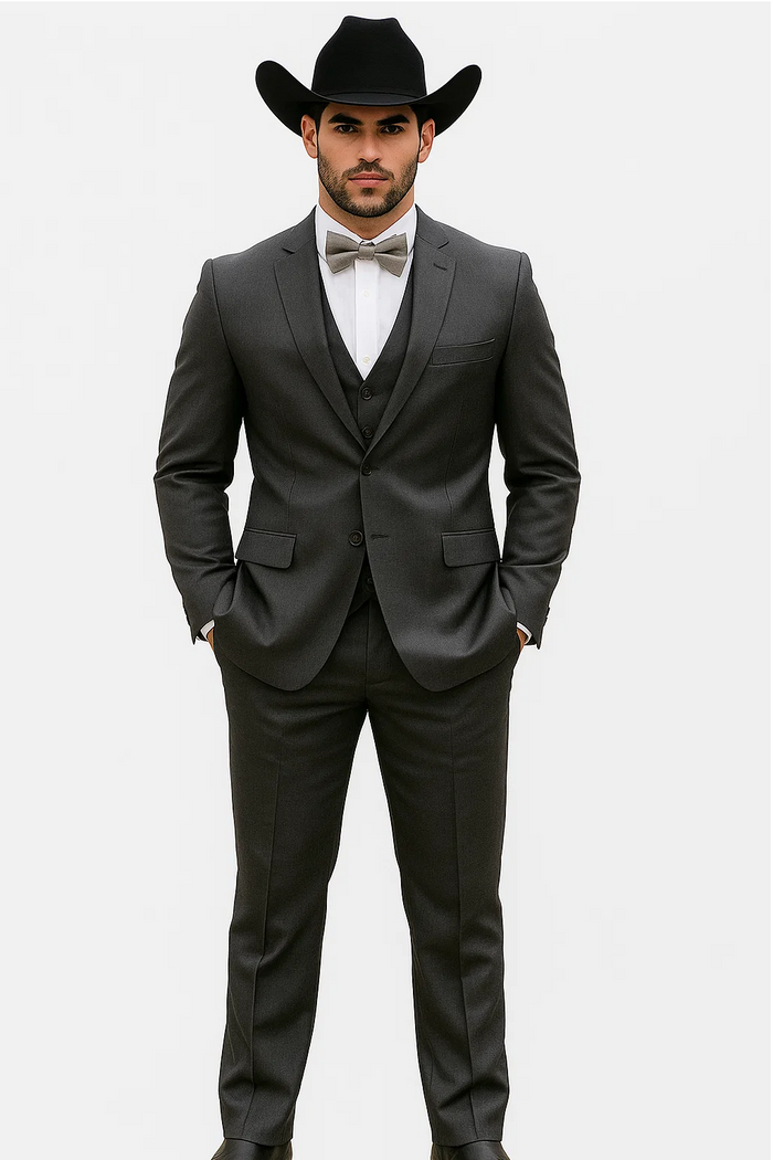 Western Suit - Trajes Para Hombres - Cowboy Formal Attire - Trajes De Novio - Slim Fit - Gray