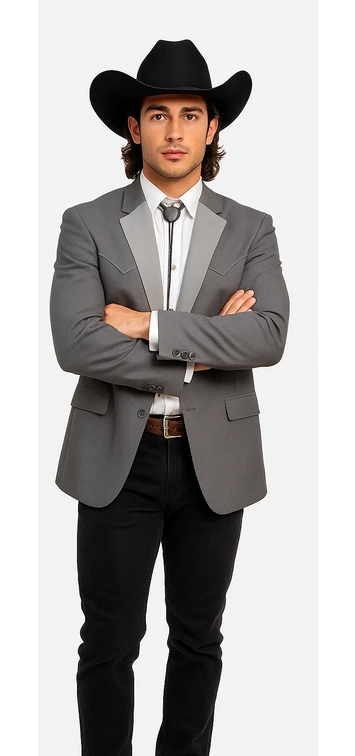Western Suit - Trajes Para Hombres - Cowboy Formal Attire - Trajes De Novio - Western Grey