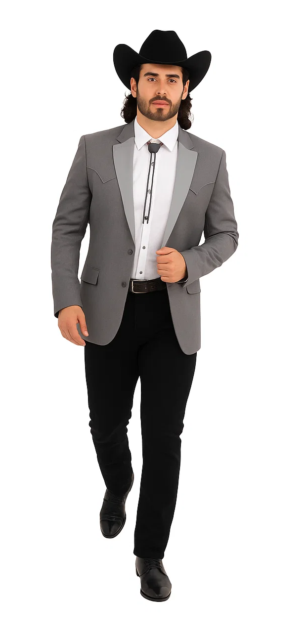 Western Suit - Trajes Para Hombres - Cowboy Formal Attire - Trajes De Novio - Western Grey