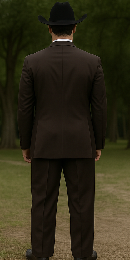 Western Suits For Wedding - Traje Para Hombre - Cowboy Suit With Trim Collar - Slim Fit Cut -  Brown Fitted Pants