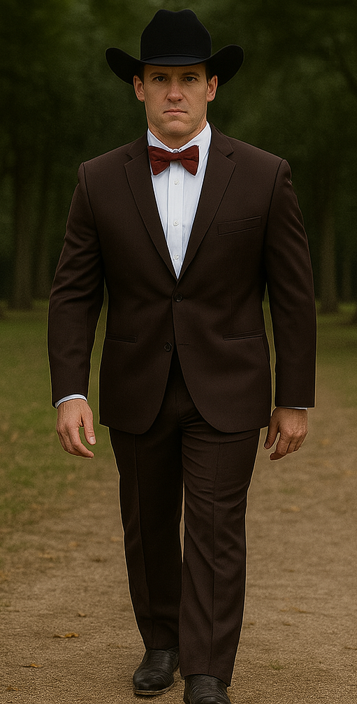 Western Suits For Wedding - Traje Para Hombre - Cowboy Suit With Trim Collar - Slim Fit Cut -  Brown Fitted Pants