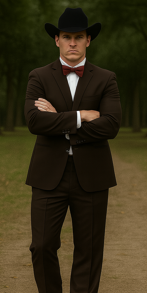 Western Suits For Wedding - Traje Para Hombre - Cowboy Suit With Trim Collar - Slim Fit Cut -  Brown Fitted Pants