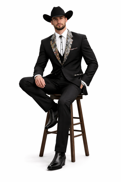 Western Tuxedo - Traje Para Hombre Novio - Cowboy Wedding Suit - Green and Brown Mix Pattern