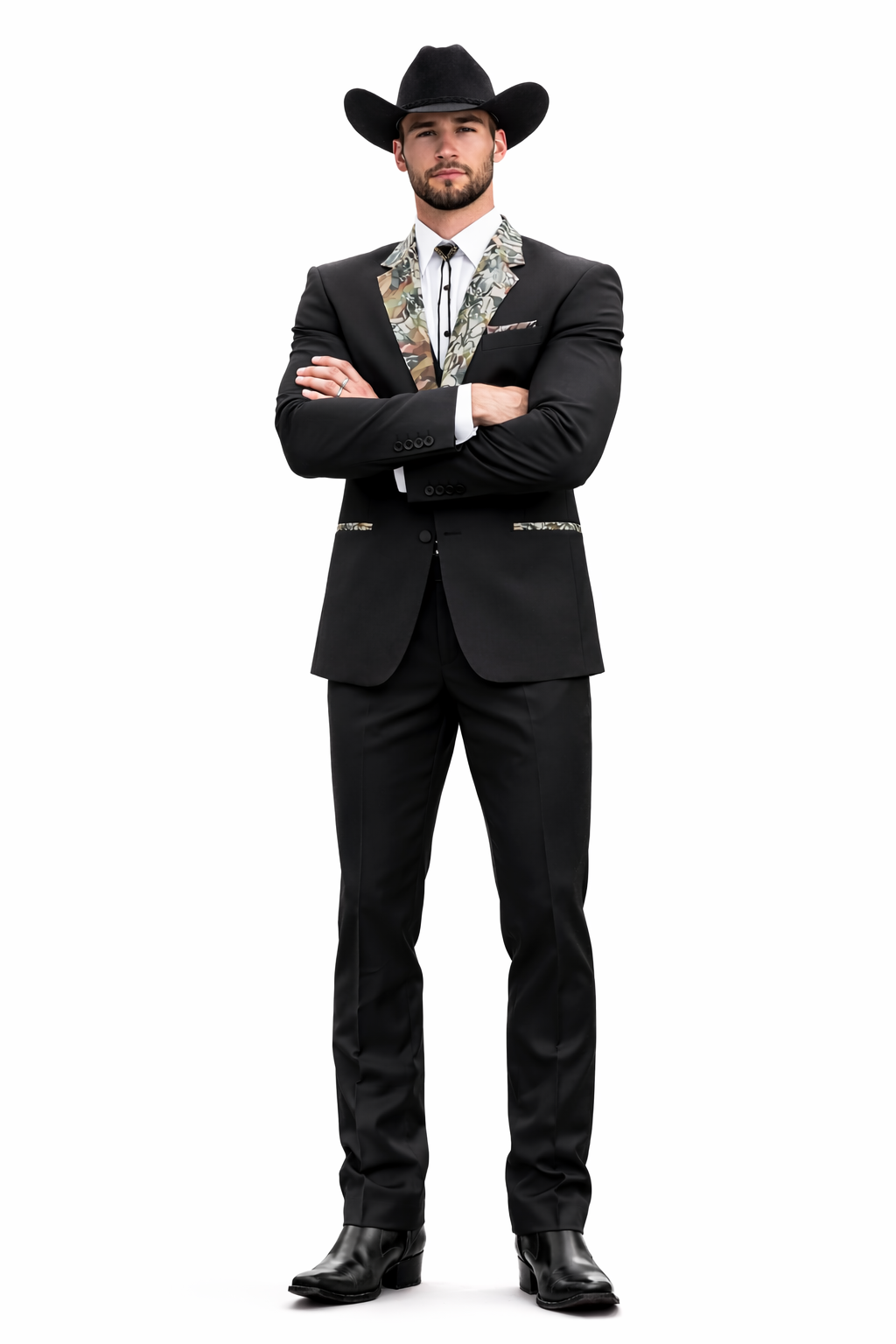 Western Tuxedo - Traje Para Hombre Novio - Cowboy Wedding Suit - Green and Brown Mix Pattern