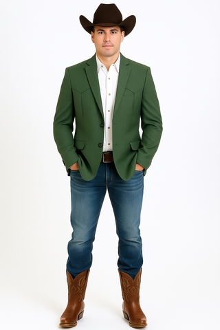 Western Blazer - Saco Para Hombre - Mens Double Button Western Green Blazer