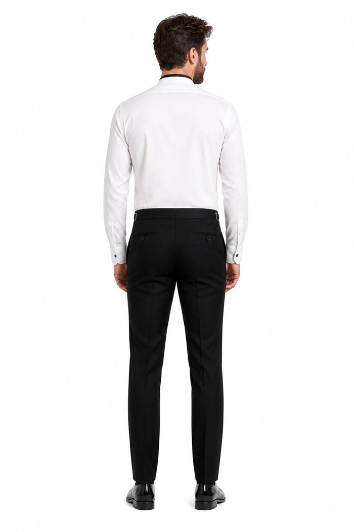 Mens Cotton Pleat Front Mandarin Shirt in White