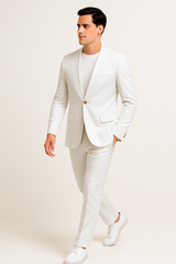white-linen-suit-for-summer-collarless-blazer-and-pants-collarless-lapel-no-lapel-casual
