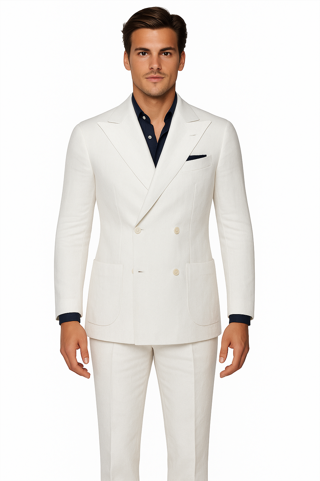 Linen Suit - Mens Summer Suits in White - Beach  Wedding 4 Button