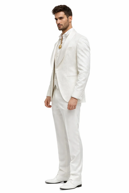 White Luxury Lace 3-Piece Suit