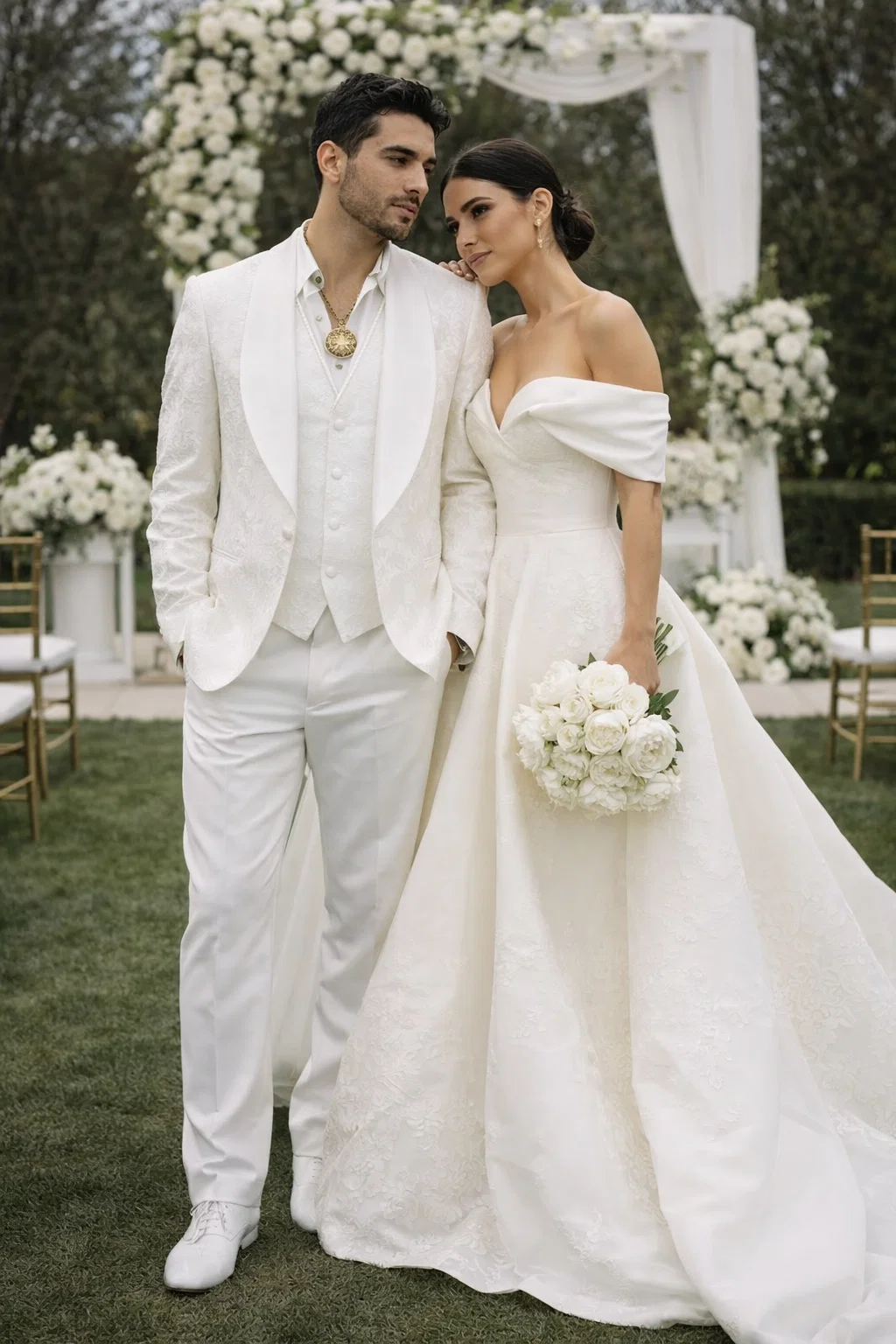 White Luxury Lace 3-Piece Suit