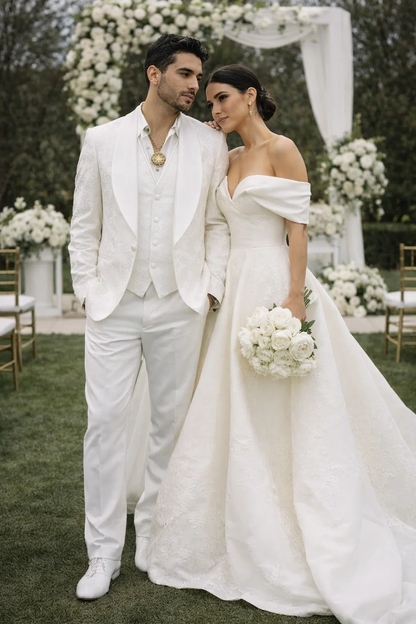 White Luxury Lace 3-Piece Suit