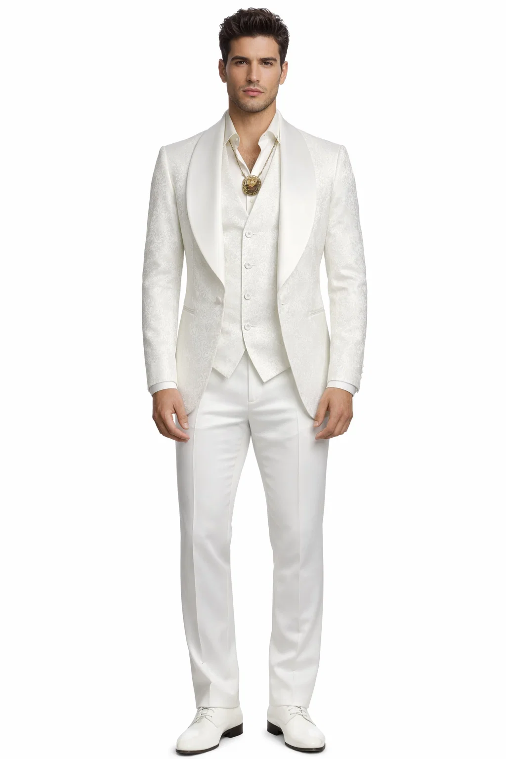 White Luxury Lace 3-Piece Suit
