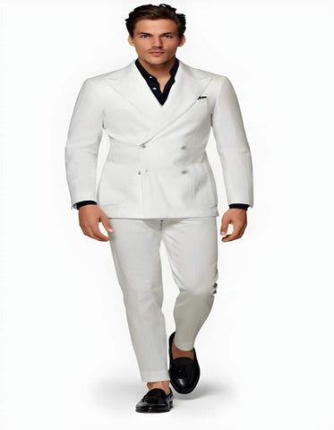 Linen Suit - Mens Summer Suits in White - Beach  Wedding 4 Button